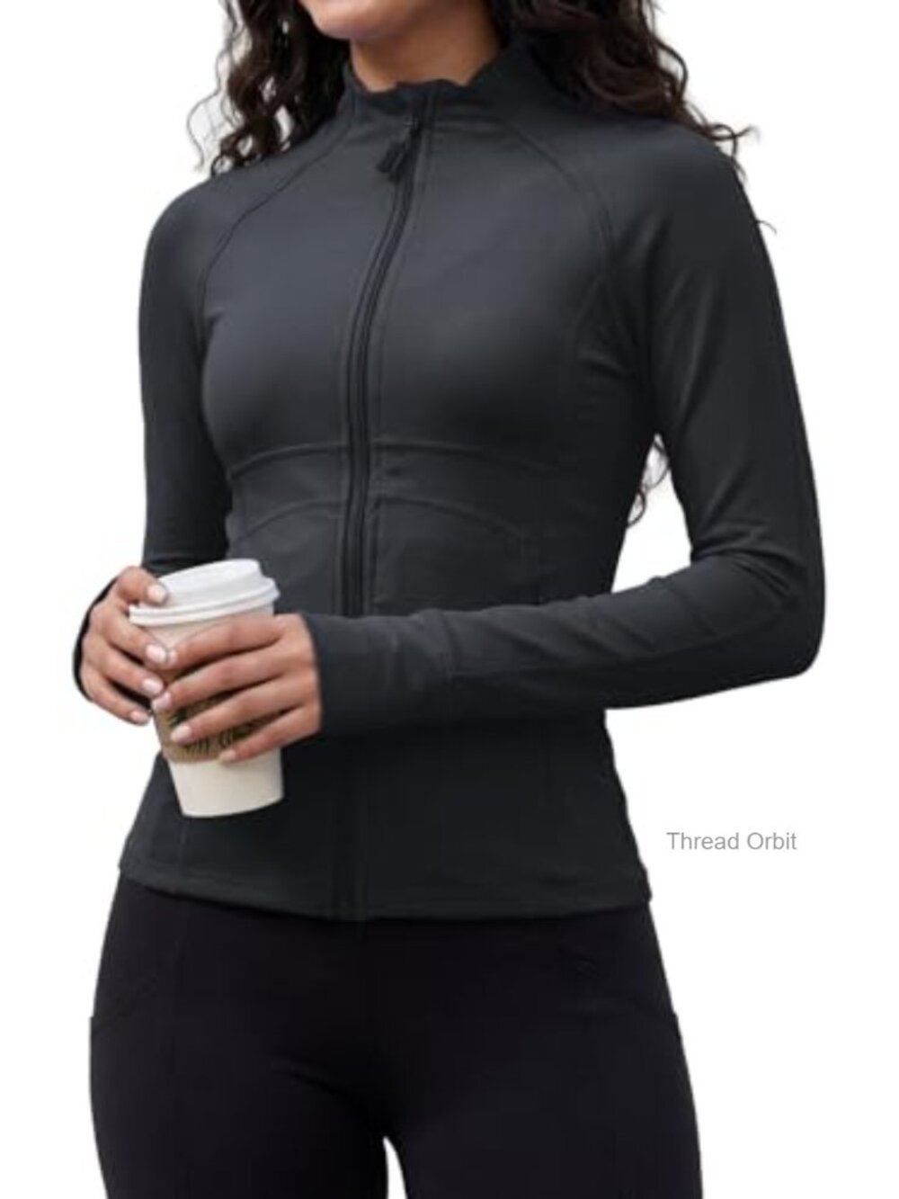 Women's Zip Up Running Jacket Lightweight Slim Fit Activewear with Pockets